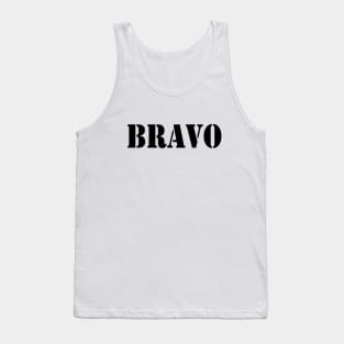 Bravo in black font, military style Tank Top